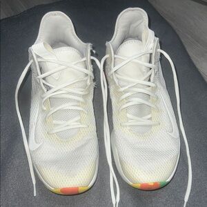 White Athletic Sneakers with Colorful Accents